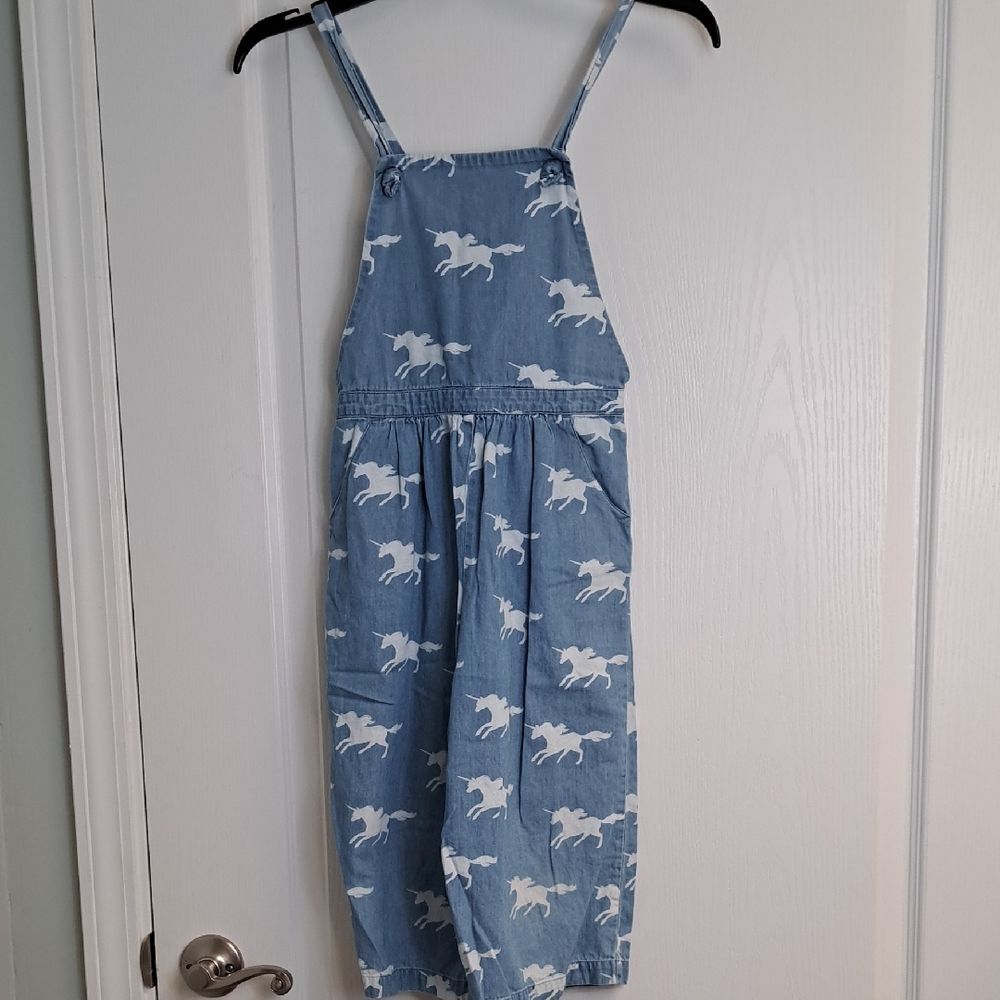 Hatley Blue Unicorn Print Chambray Jumpsuit Overalls